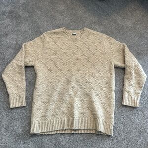 Zara Tan Crewneck Sweater Chunky Knit